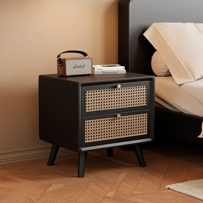 Solid Wood Nightstand with Wov - đánh giá và giá Solid Wood Nightstand 2 Drawers