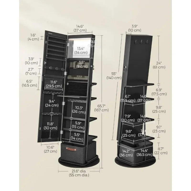 l 360° Swivel Mirrored Jewelry - đánh giá và giá Full Length Mirror Jewelry Armoire