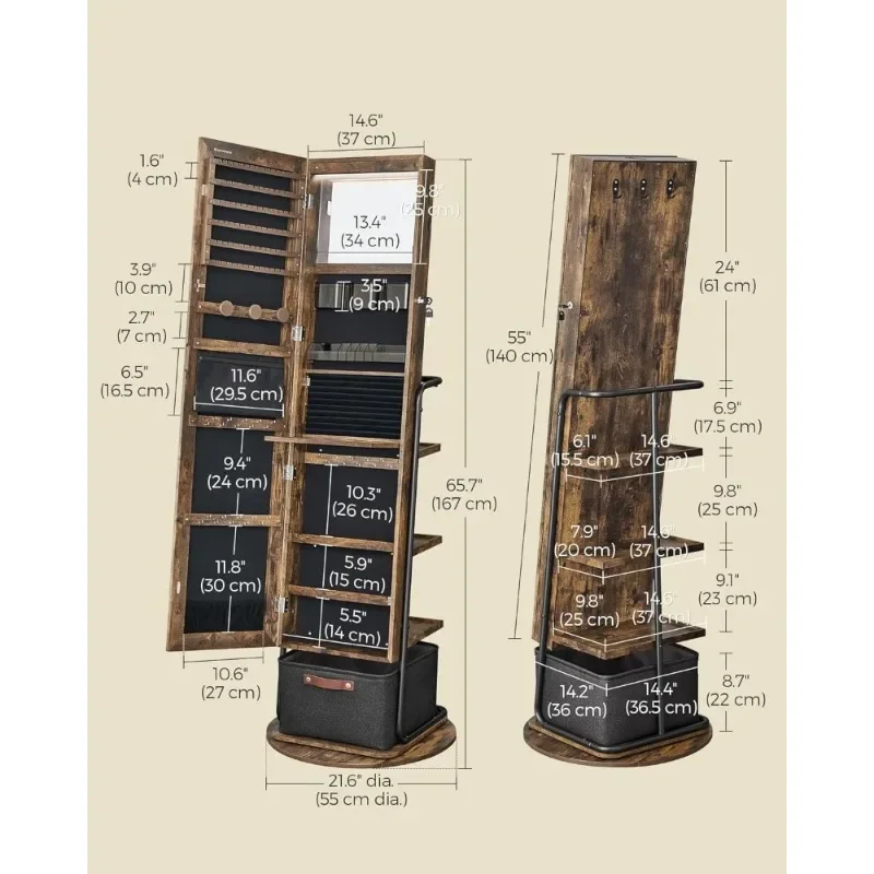 l 360° Swivel Mirrored Jewelry - đánh giá và giá Full Length Mirror Jewelry Armoire