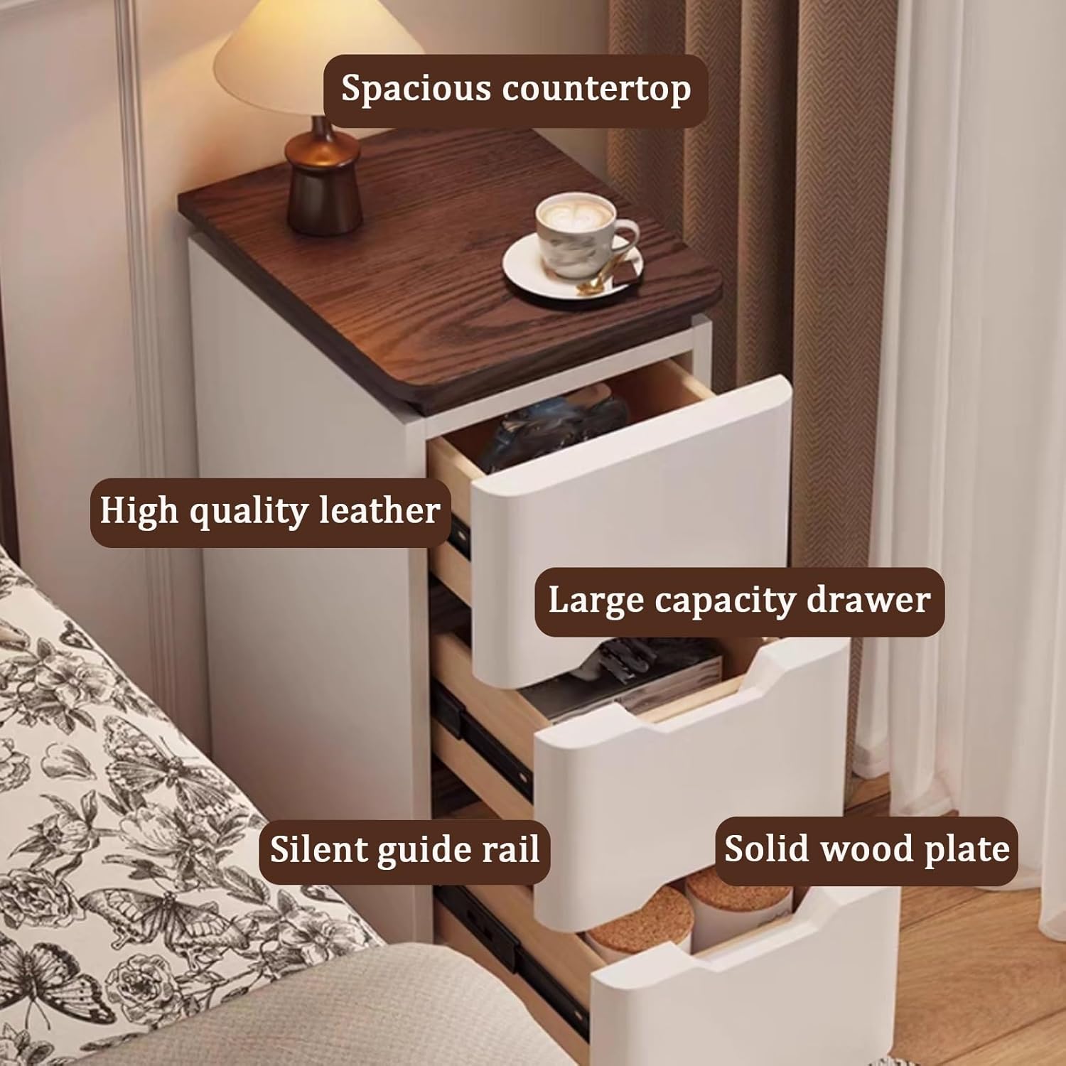 Bed Side Tables Bedroom, Night - đánh giá và giá Solid Wood Nightstand 2 Drawers